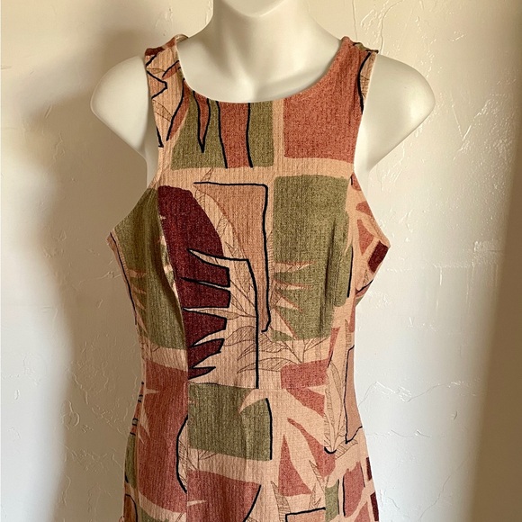 PITANGA Tropical Linen Blend Palms Print Resort DRESS Made in BRAZIL Size Medium - Picture 14 of 14